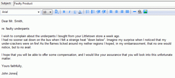 email of complaint